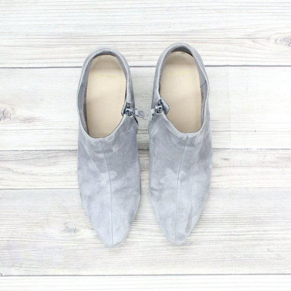 COLE HAAN Jordyn II Gray Suede Wedge Ankle Booties Size 8.5 B - Picture 6 of 9
